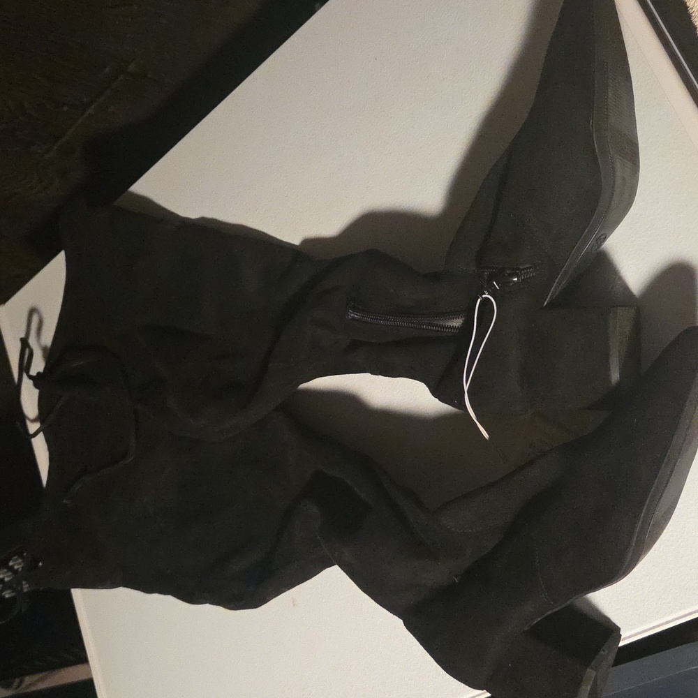 a new day Black Suede Knee-High Boots